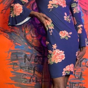 floral dress with bell sleeves